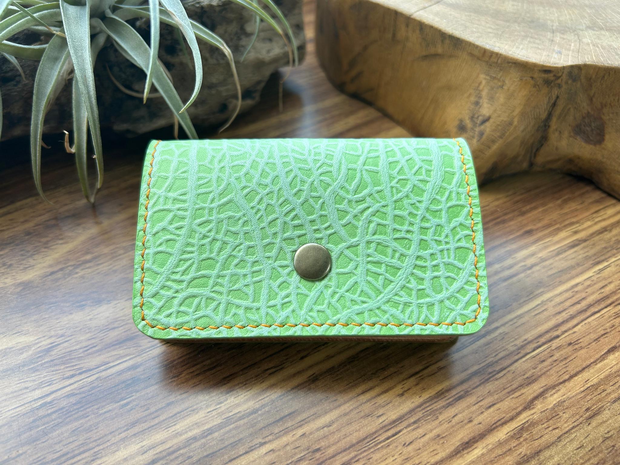 【牛革】メロン型押しレザー カード&名刺入れ