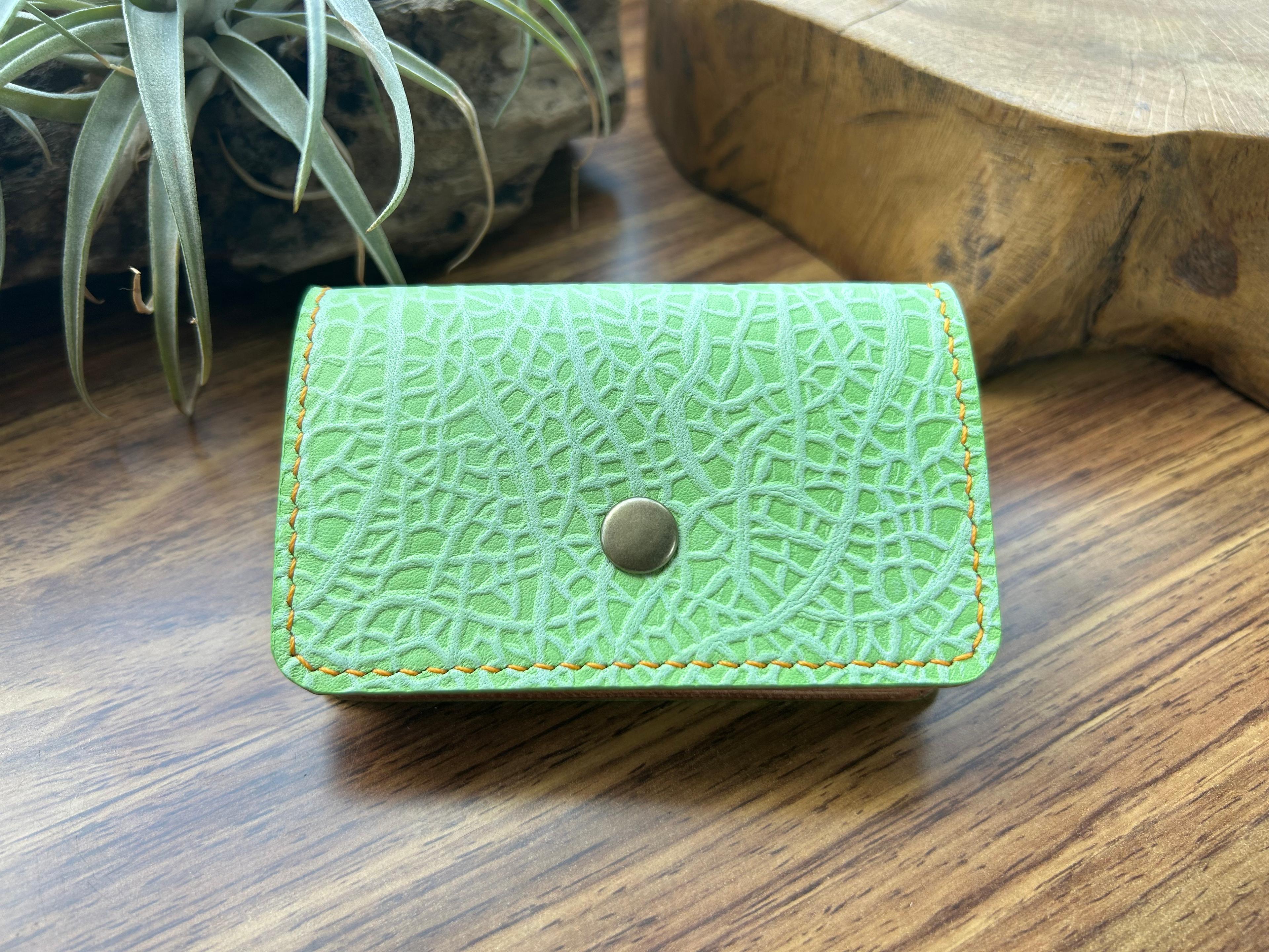 【牛革】メロン型押しレザー カード&名刺入れ